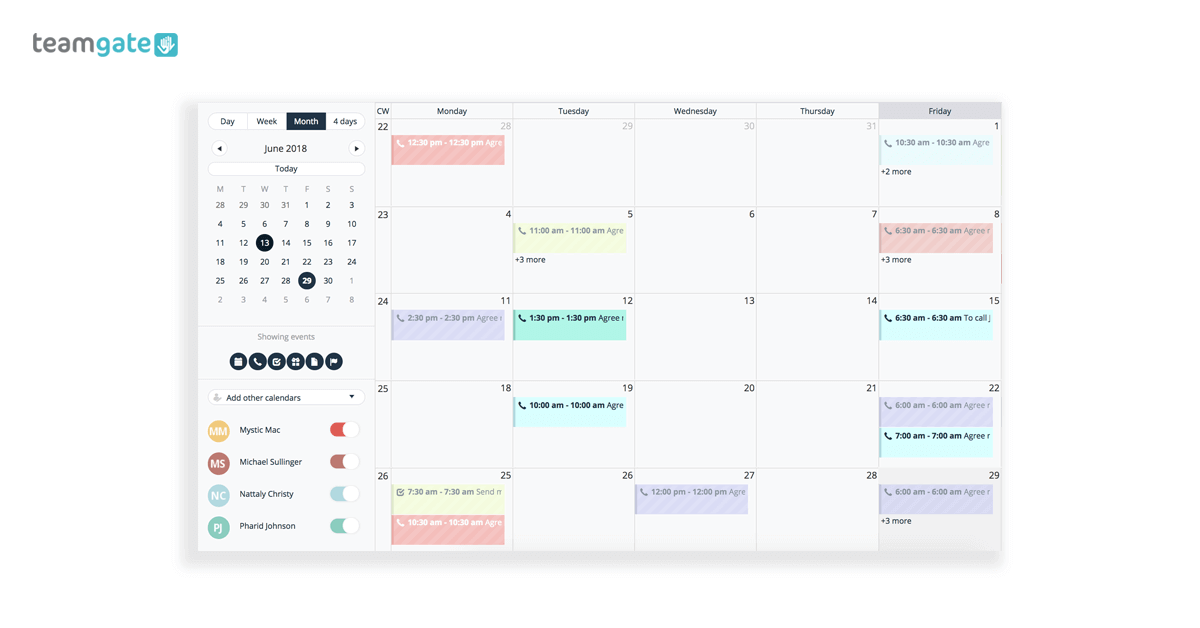 CRM Software Calendar Teamgate